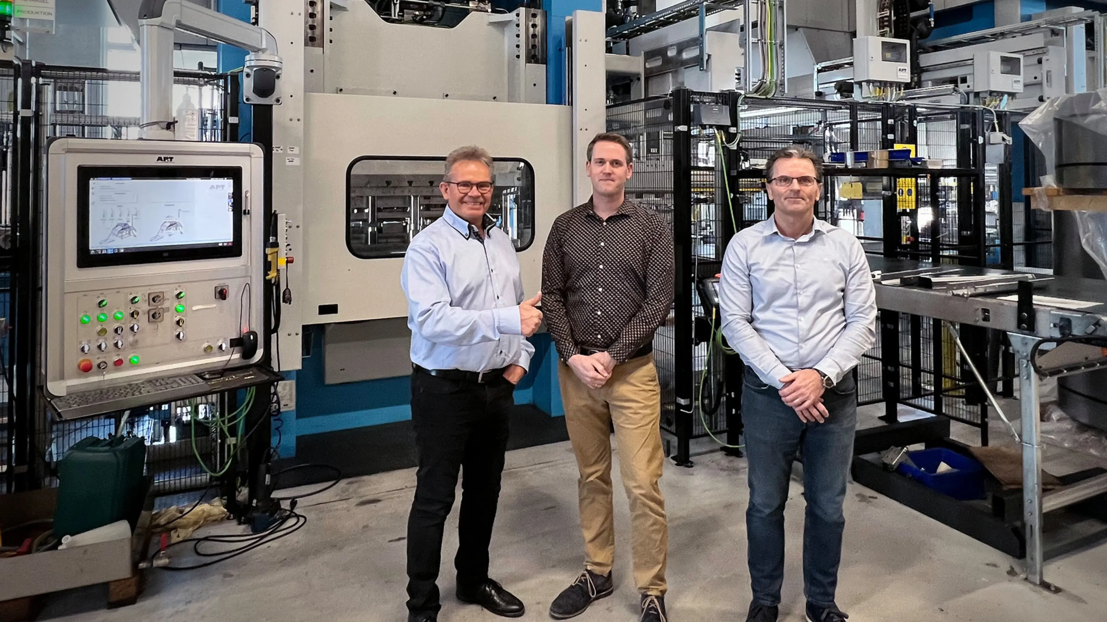 AP&T industrial equipment in a factory: mekoprint denmark increases production.