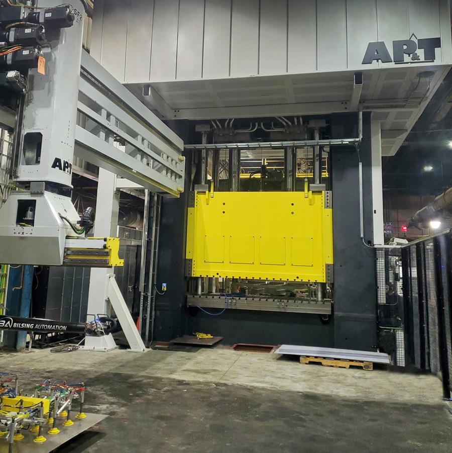 AP&T’s servohydraulic press is 70 percent more energy efficient than a conventional AP&T hydraulic press. Photograph: Bobcat.